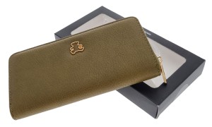 Oliwkowy portfel damski piórnik LULU CASTAGNETTE