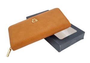 Jasnobrązowy portfel damski piórnik na zamek LULU CASTAGNETTE