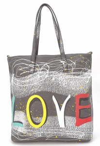 Szara klasyczna torebka damska LOVE na ramię